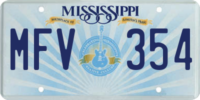 MS license plate MFV354