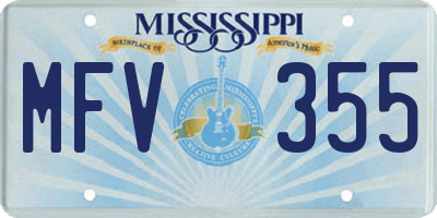 MS license plate MFV355