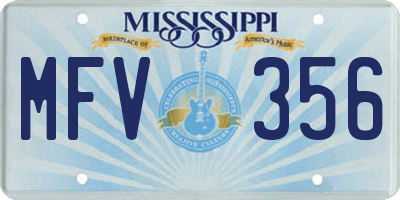 MS license plate MFV356