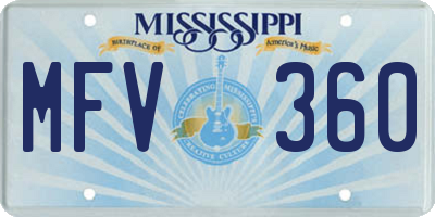 MS license plate MFV360