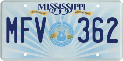 MS license plate MFV362