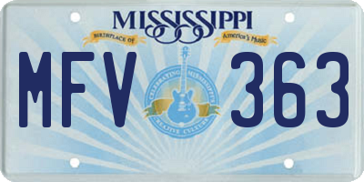 MS license plate MFV363