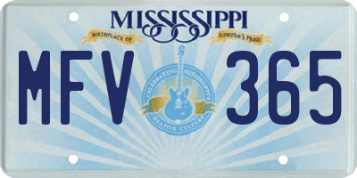 MS license plate MFV365