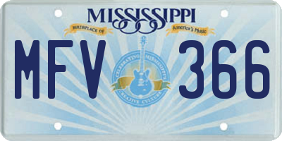 MS license plate MFV366