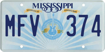 MS license plate MFV374