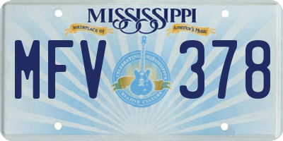 MS license plate MFV378