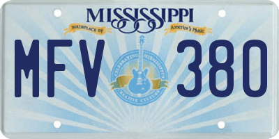 MS license plate MFV380