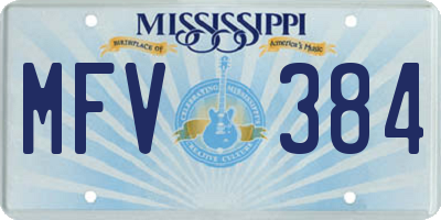 MS license plate MFV384