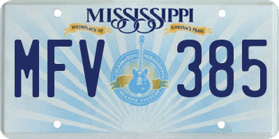MS license plate MFV385