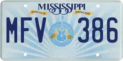 MS license plate MFV386