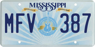 MS license plate MFV387