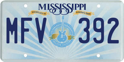 MS license plate MFV392