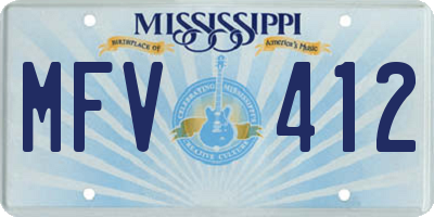 MS license plate MFV412