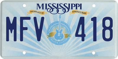MS license plate MFV418