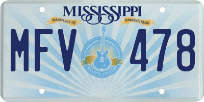 MS license plate MFV478