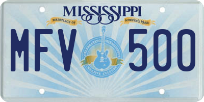MS license plate MFV500