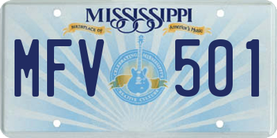 MS license plate MFV501