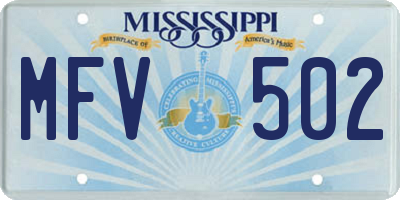 MS license plate MFV502