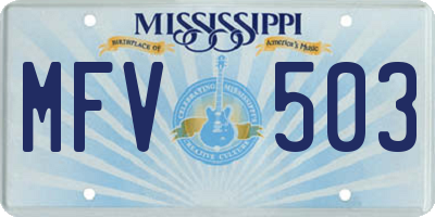 MS license plate MFV503