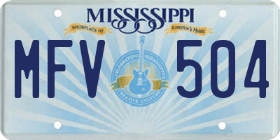 MS license plate MFV504