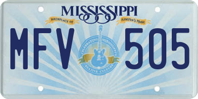 MS license plate MFV505