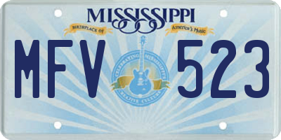MS license plate MFV523