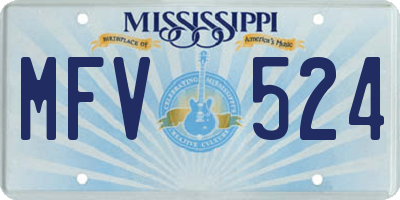 MS license plate MFV524