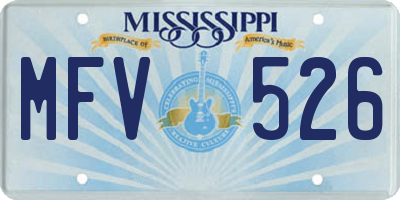 MS license plate MFV526