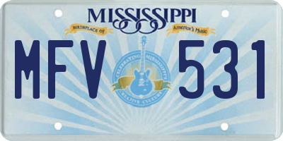 MS license plate MFV531