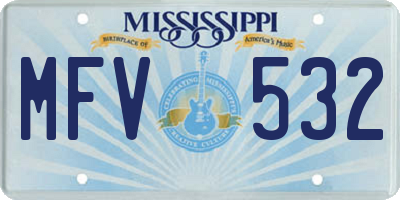 MS license plate MFV532