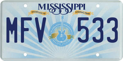 MS license plate MFV533