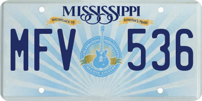 MS license plate MFV536