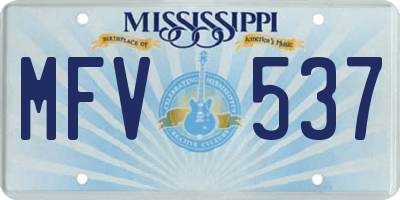MS license plate MFV537