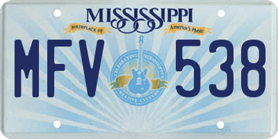 MS license plate MFV538