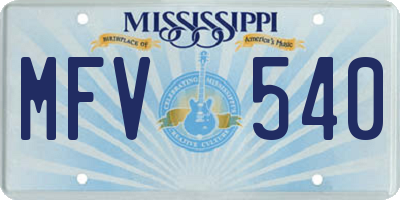 MS license plate MFV540