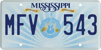 MS license plate MFV543