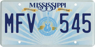 MS license plate MFV545