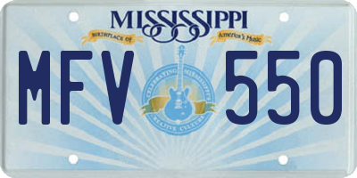MS license plate MFV550