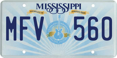 MS license plate MFV560