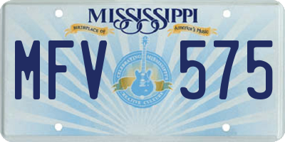 MS license plate MFV575