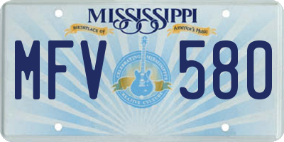 MS license plate MFV580