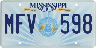 MS license plate MFV598