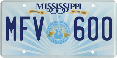 MS license plate MFV600