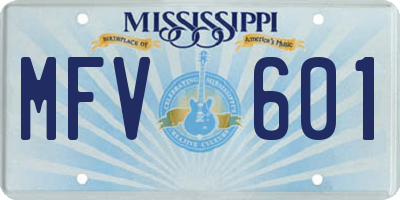 MS license plate MFV601