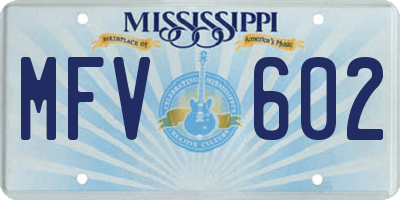 MS license plate MFV602