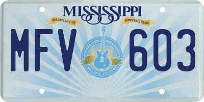 MS license plate MFV603