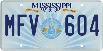 MS license plate MFV604