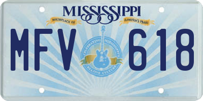 MS license plate MFV618