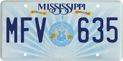 MS license plate MFV635