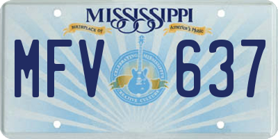 MS license plate MFV637